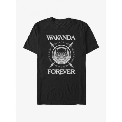 Marvel Black Panther: Extra Soft Wakanda Crossed Spears Emblem T-Shirt - Men's BLACK