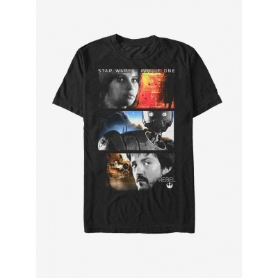 Star Wars Rogue One Rebel Hero Panels T-Shirt - Black