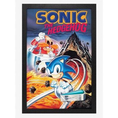 Sonic The Hedgehog Pinball Art Poster - Framed Movie Screen Texture