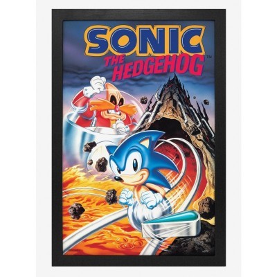 Sonic The Hedgehog Pinball Art Poster - Framed Movie Screen Texture