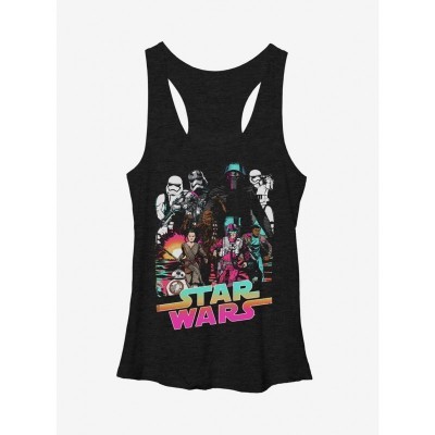 Star Wars The Force Awakens Cartoon Girls Tank Top - Black