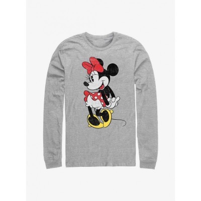Disney Classic Long-Sleeve T-Shirt for Men - Minnie Mouse Design in Grey