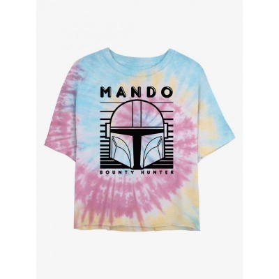 Mandalorian Bounty Hunter Tie-Dye Crop T-Shirt for Girls - Multi Colors