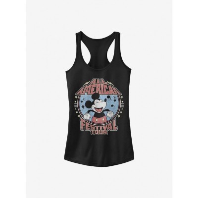 Disney All American Festival Tank Top for Girls - Black Cotton Blend