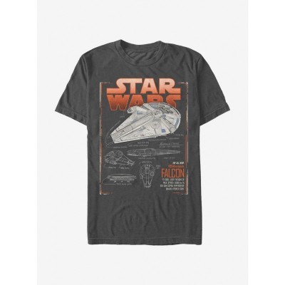 Star Wars Solo Millennium Falcon Schematics Grey T-Shirt for Men