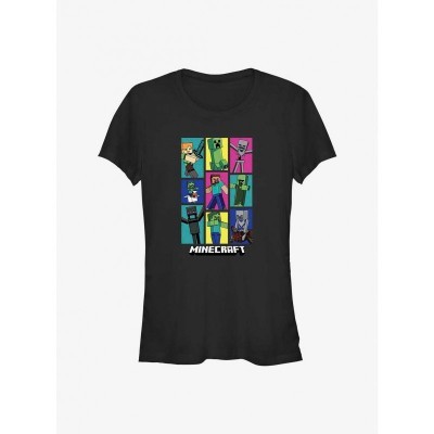 Minecraft Mob Bunch Tee for Girls in Black