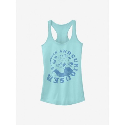 Disney Curiouser And Curiouser Alice in Wonderland Girls Cotton Tank Top - Blue