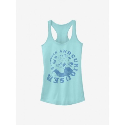 Disney Curiouser And Curiouser Alice in Wonderland Girls Cotton Tank Top - Blue