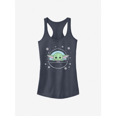 The Mandalorian Child Loves Snow Junior Blue Tank Top