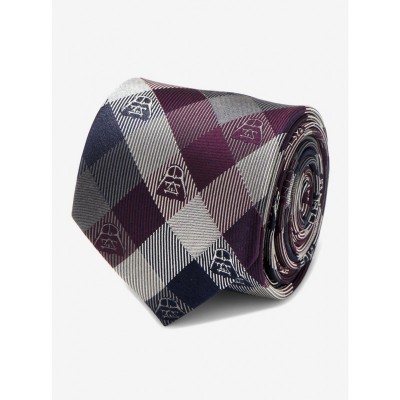 Star Wars Men's Plum Modern Plaid Darth Vader Silk Tie