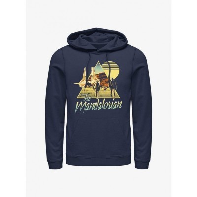 Mandalorian Bo-Katan & Din Djarin Sunset Nevarro Landing Hoodie - Men's Blue Exclusive