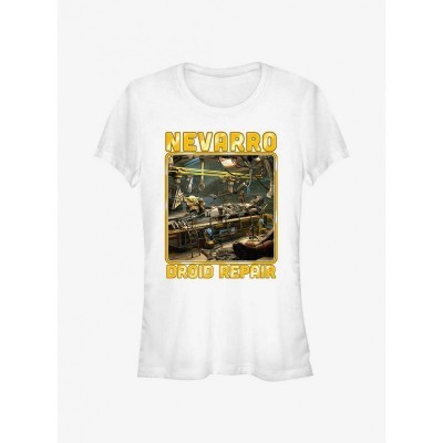 Name: The Mandalorian Nevarro Droid Repair Girls T-Shirt - Soft White Junior Size