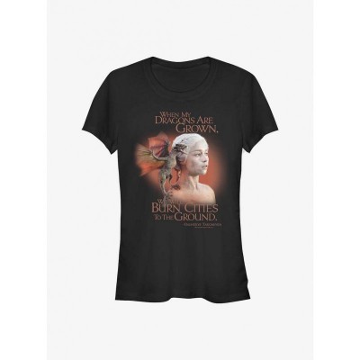 Game Of Thrones T-Shirt for Girls - Daenerys Dragons Burn Cities - Black