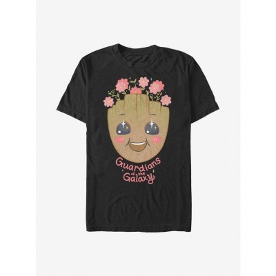 Marvel Floral Groot T-Shirt for Men - Black