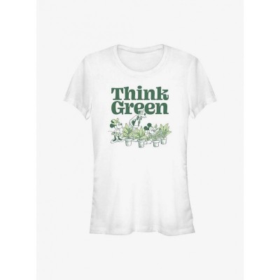 Disney Girls Green Thinking Mickey Mouse T-Shirt - White