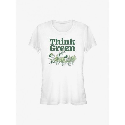 Disney Girls Green Thinking Mickey Mouse T-Shirt - White