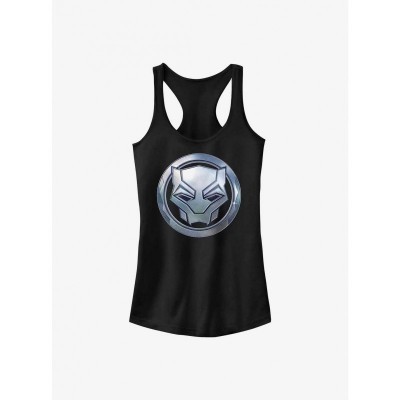 Marvel Black Panther: Stylish Metal Warrior Sigil Tank Top for Girls - Black