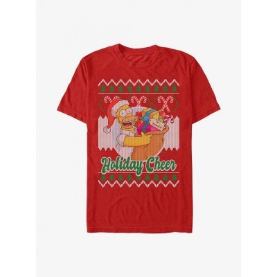 The Simpsons Homer Ugly Christmas Red T-Shirt for Men
