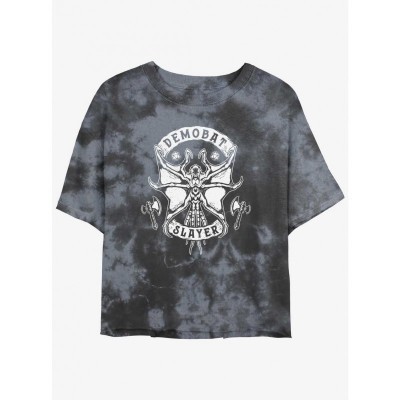 Stranger Things Demobat Slayer Mineral Wash Crop T-Shirt for Girls - Multi