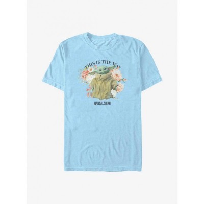 Star Wars Mandalorian Floral T-Shirt for Boys - Blue Comfortable棉质
