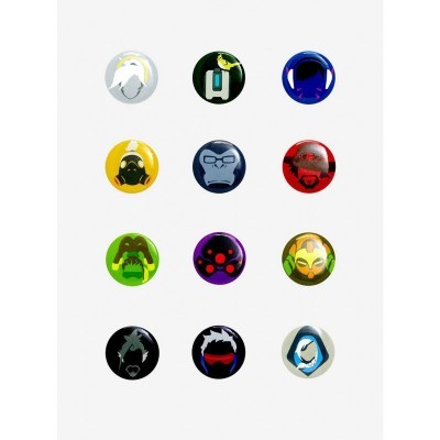 Overwatch Character Metal Buttons Set of 12