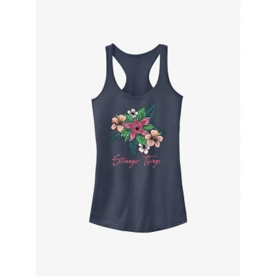 Stranger Things Hibiscus Tank Top for Girls - Blue Racerback