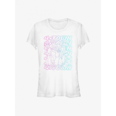 Disney Pixar Turning Red Pastel Town Girls Junior T-Shirt - White