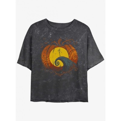 Disney Nightmare Before Christmas Pumpkin King Mineral Wash Crop T-Shirt for Girls - Multi