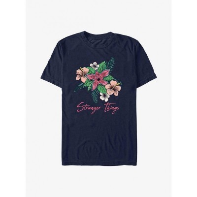Stranger Things Hibiscus Demogorgon Tee - Unisex Navy Blue