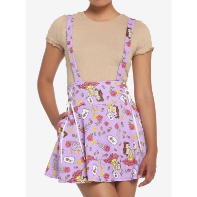 Disney Beauty and the Beast Rose Print Suspender Skirt for Women