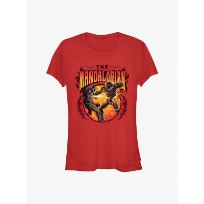 Star Wars Mandalorian Flame Graphic Tee for Girls - Red