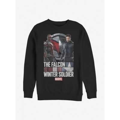 Marvel Falcon Winter Soldier Cozy Crewneck Sweatshirt - Men's Black