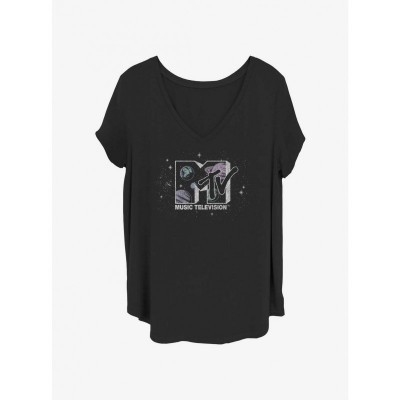 MTV Solar System Logo Plus Size T-Shirt for Girls - Black