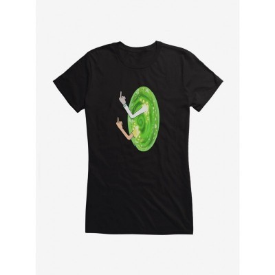 Rick and Morty Portal Middle Finger Tee for Girls