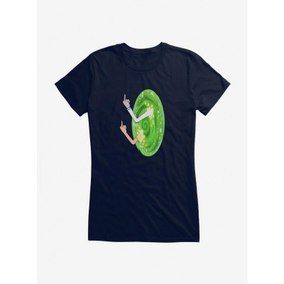 Rick and Morty Portal Middle Finger Tee for Girls