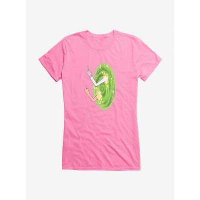 Rick and Morty Portal Middle Finger Tee for Girls
