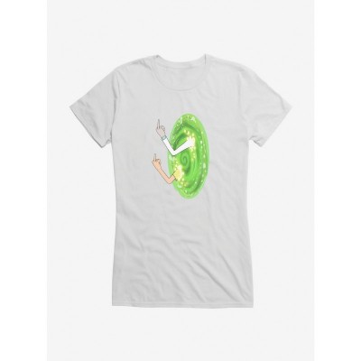 Rick and Morty Portal Middle Finger Tee for Girls