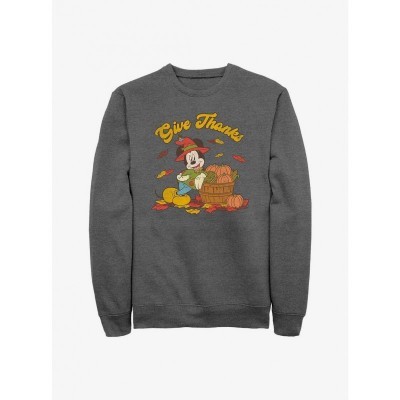 Disney Grey Mickey Mouse Themed Thankful Sweatshirt for Men