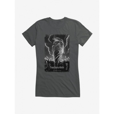 Frankenstein Graphic Tee for Girls - Black & White Lightning Design
