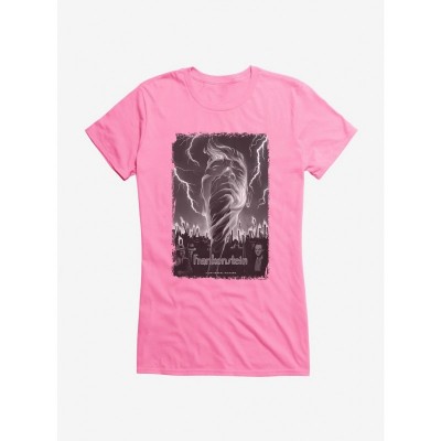 Frankenstein Graphic Tee for Girls - Black & White Lightning Design