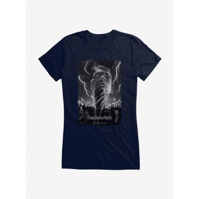Frankenstein Graphic Tee for Girls - Black & White Lightning Design