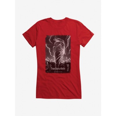 Frankenstein Graphic Tee for Girls - Black & White Lightning Design