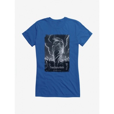 Frankenstein Graphic Tee for Girls - Black & White Lightning Design