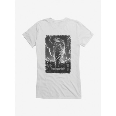 Frankenstein Graphic Tee for Girls - Black & White Lightning Design