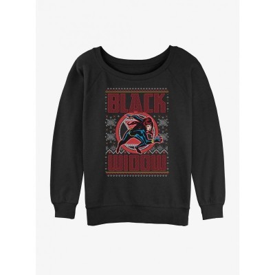 Marvel Snowy Black Widow Girls Slouchy Sweatshirt - Junior Sizes