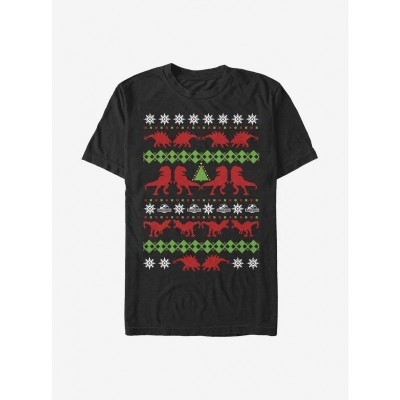 Jurassic Park Men's Ugly Holiday Cotton T-Shirt - Black