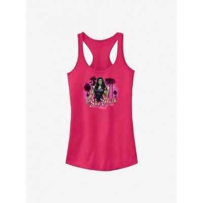Marvel She-Hulk Attorney at Law Palm Tree Graphic Girls Tank Top - Red