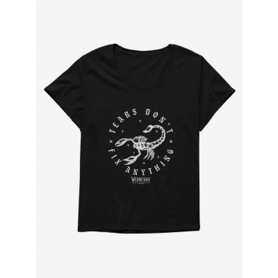 Wednesday Tears Plus Size Girls Scoop Neck T-Shirt - Black