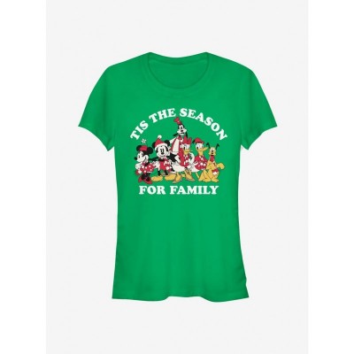 Disney Classic Crew Neck T-Shirt for Girls - Family Theme in Green