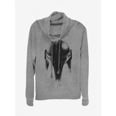 Star Wars Mandalorian Sketch Cowl Neck Sweatshirt for Girls - Grey